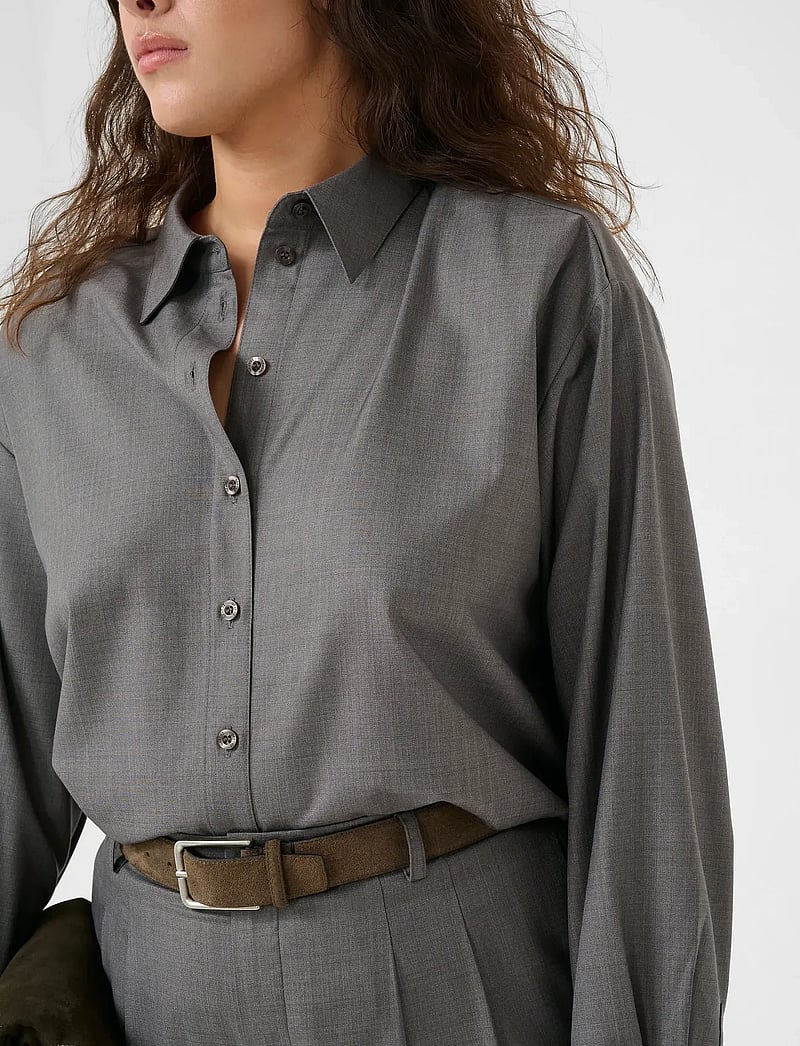 Gestuz - GZeffy shirt - pikkade varrukatega särgid - dark grey melange - 5