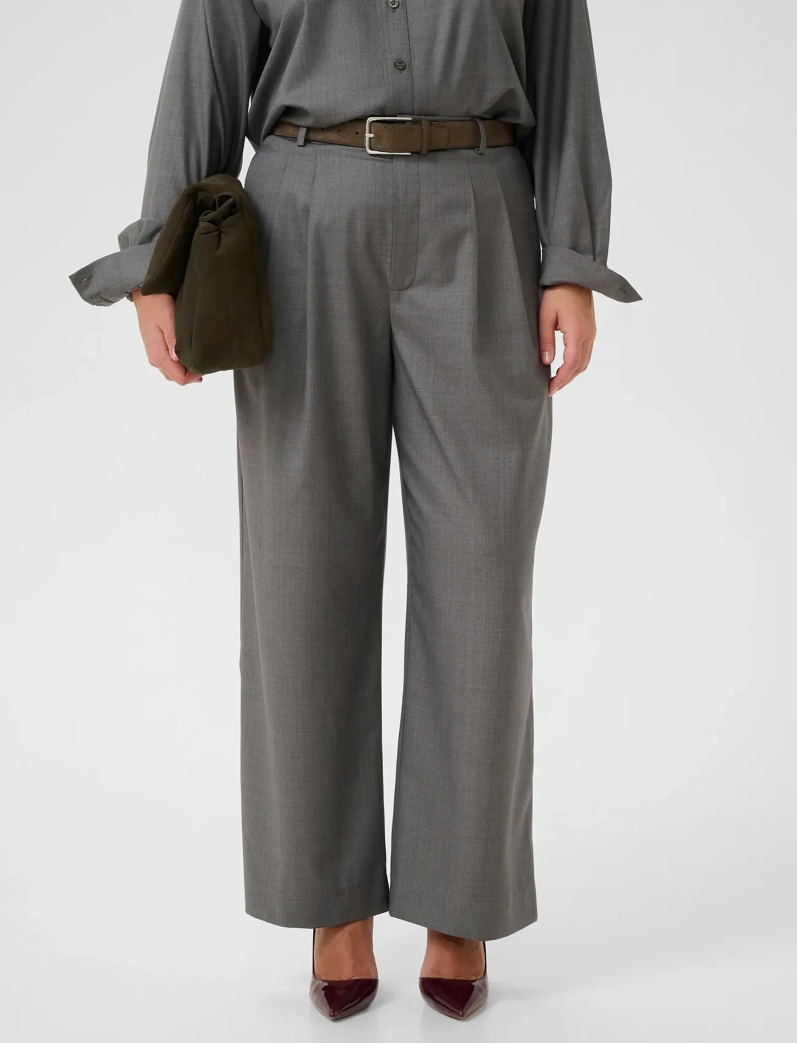 Gestuz Gzeffy Hw Pants, 40, Trousers, Grau - Wide Leg, Frauen