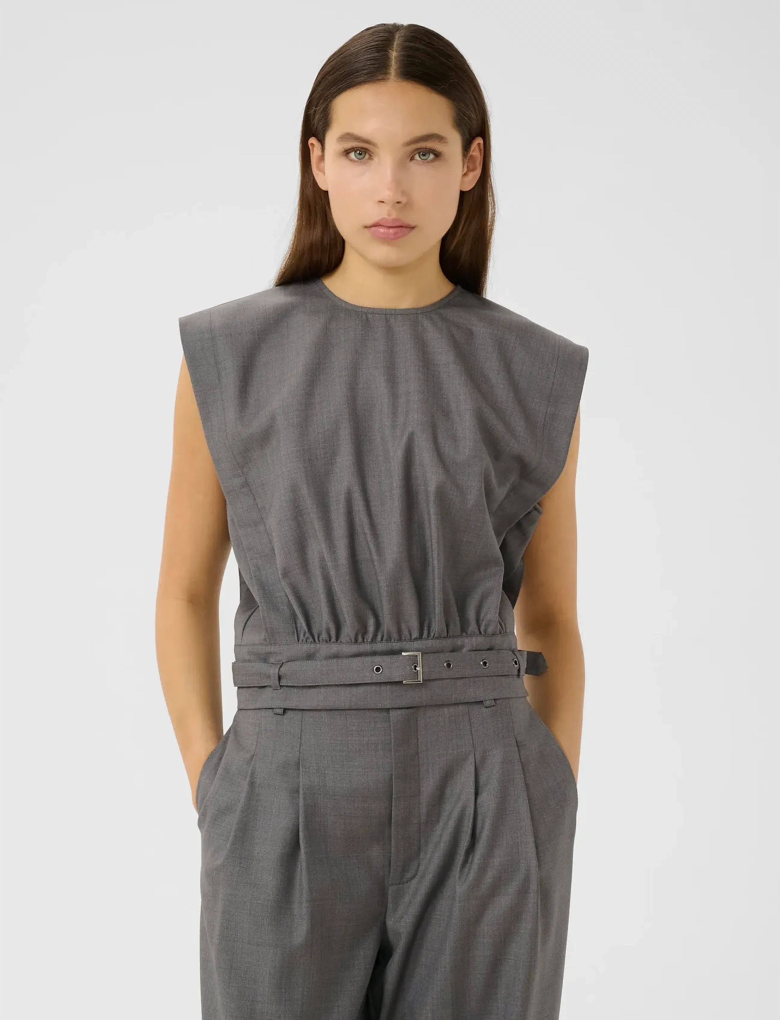 Gestuz - GZeffy top - sleeveless blouses - dark grey melange - 0