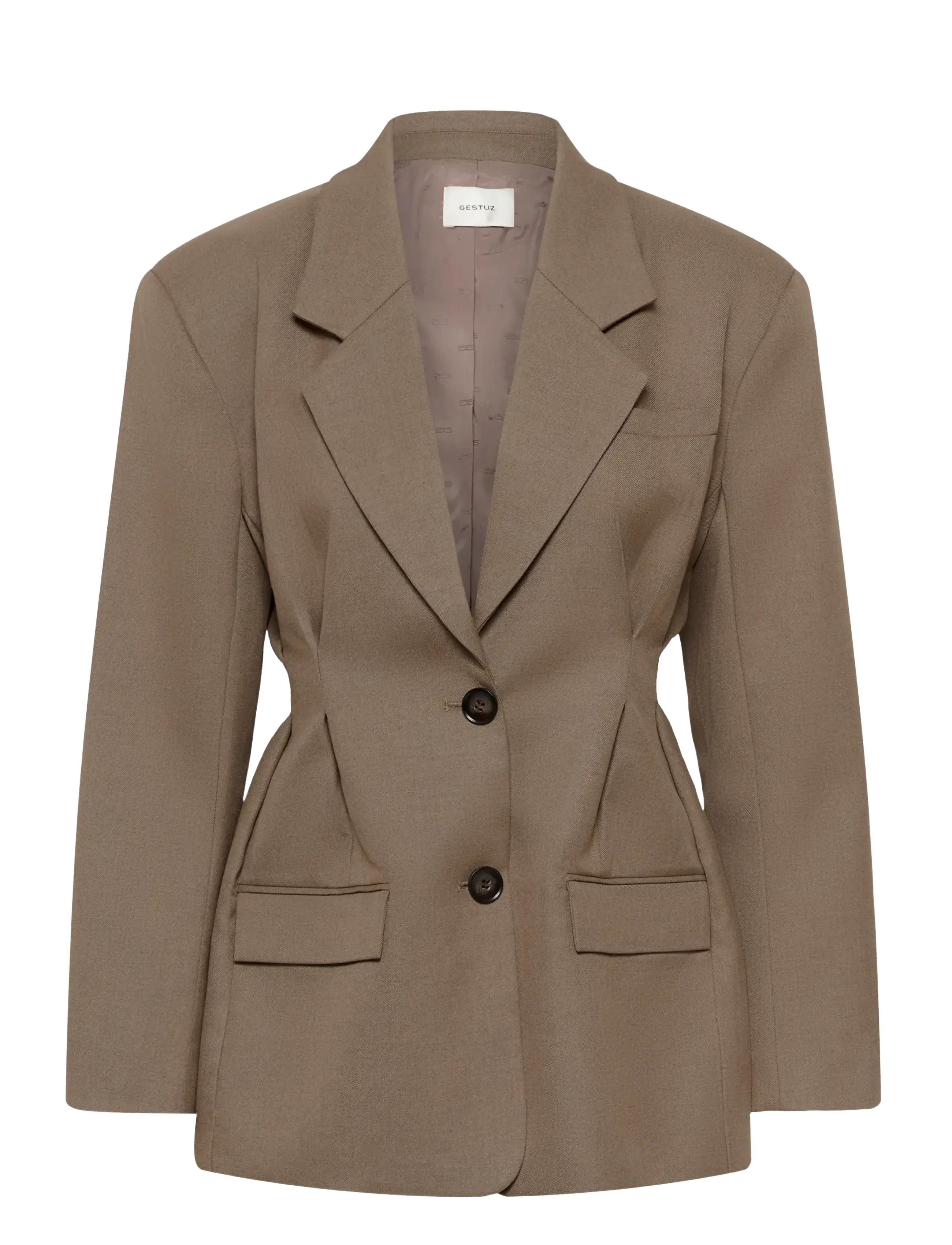 Gestuz GZpaula waist blazer - Transitional Layering - DARK TIMBERWOLF MELANGE / brown