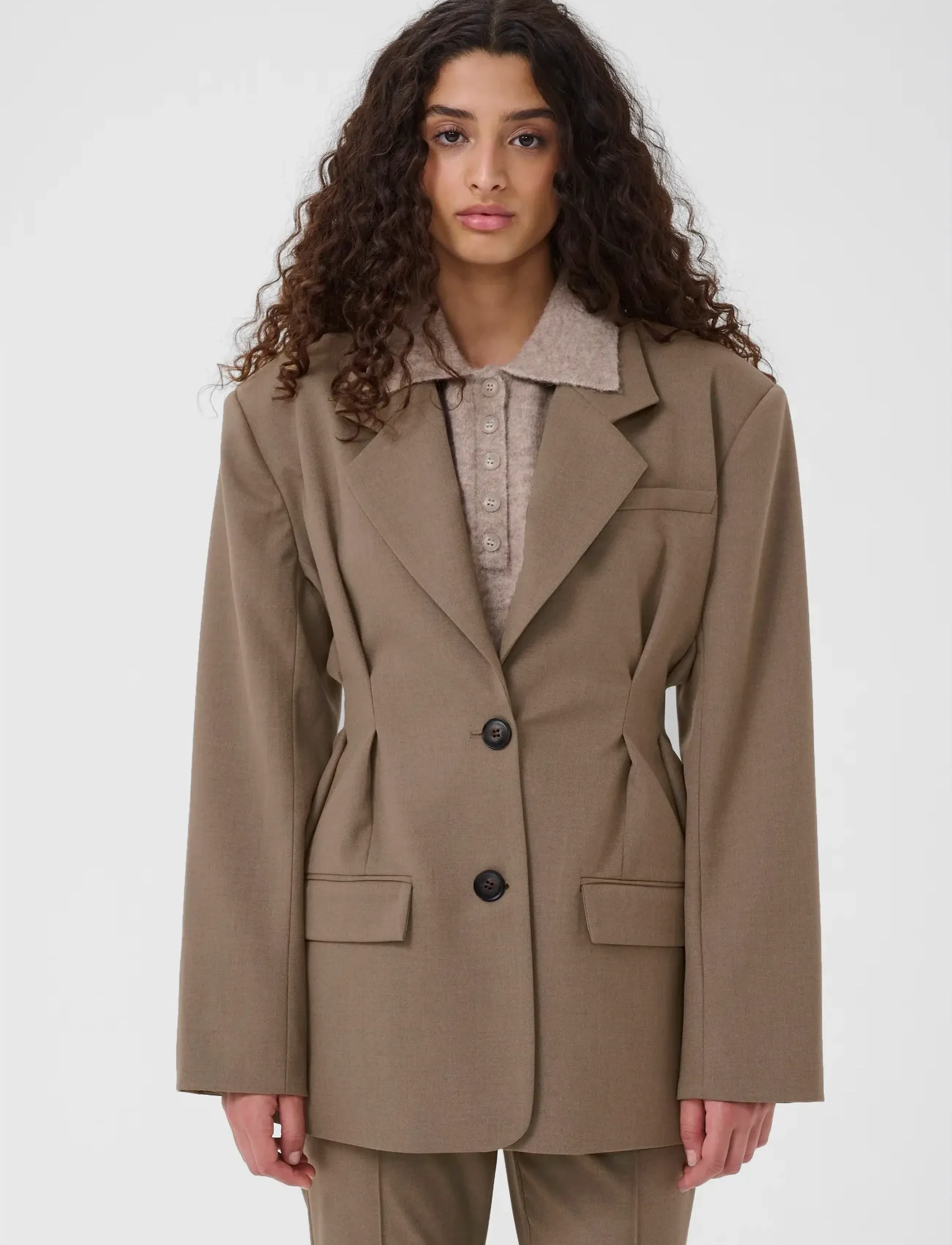 Gestuz Gzpaula Waist Blazer, 42, Brown, Blazere > Enkeltradede Blazere, Dame