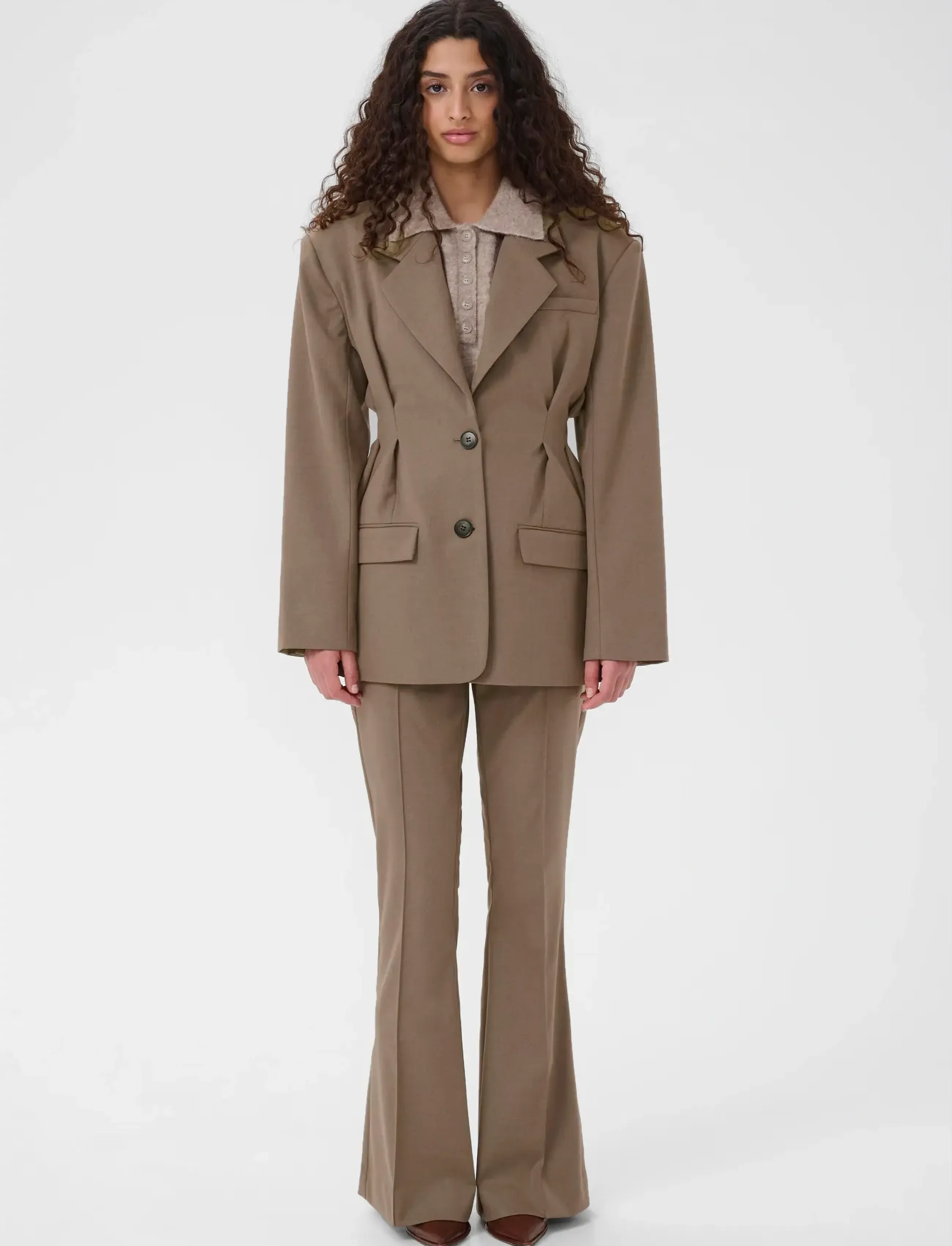 Gestuz - GZpaula waist blazer - odzież imprezowa w cenach outletowych - dark timberwolf melange - 3
