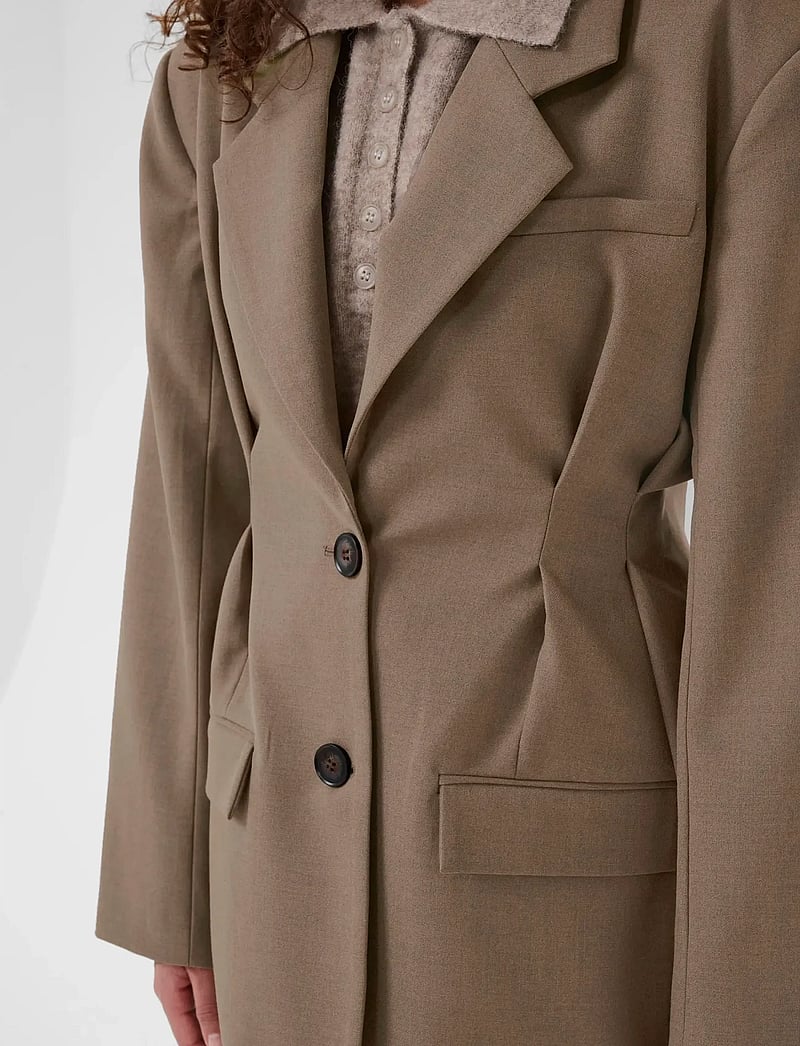 Gestuz - GZpaula waist blazer - yksiriviset bleiserit - dark timberwolf melange - 5