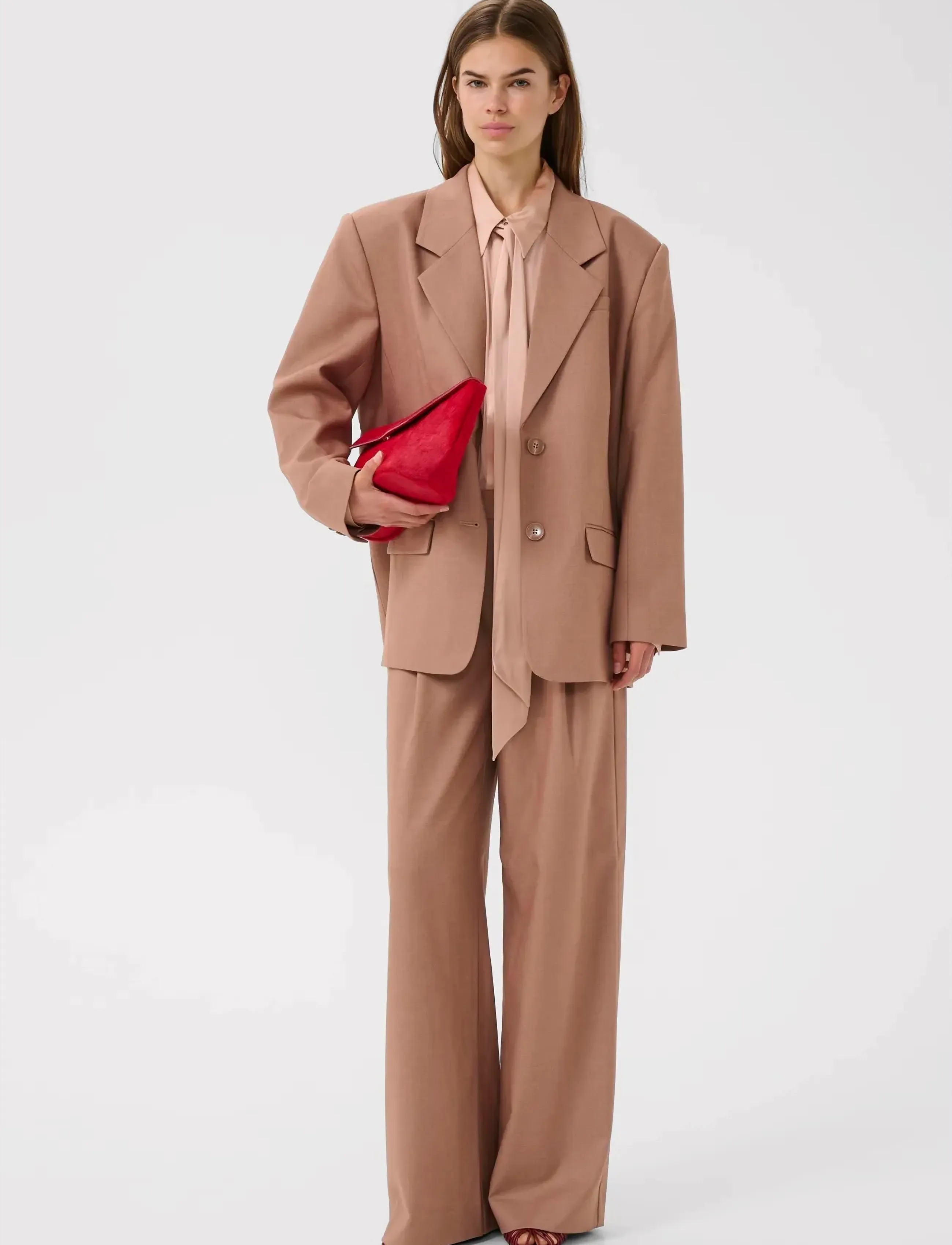 Gestuz - GZpaula MW pants - wide leg trousers - burnt marple sugar melange - 3