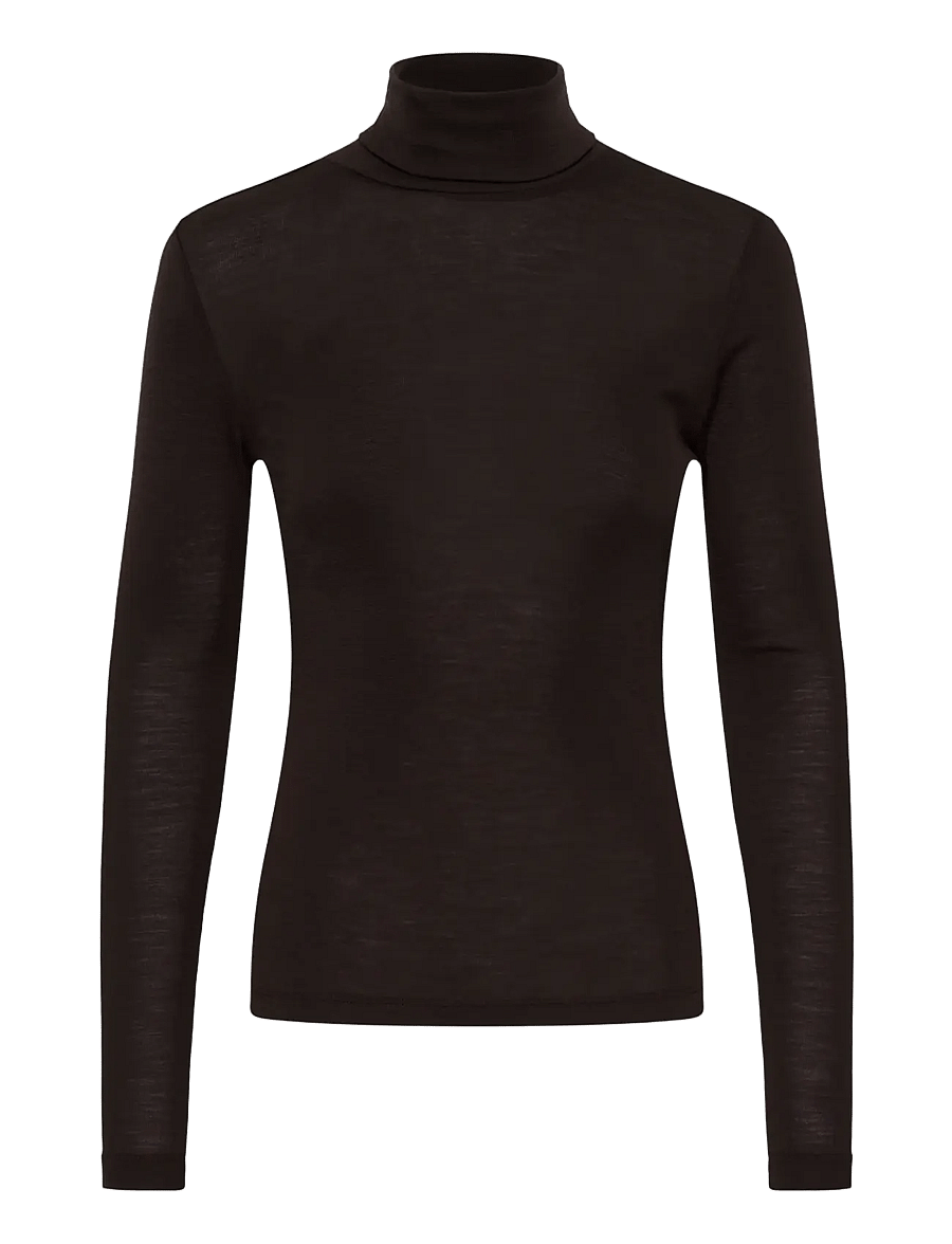 Gestuz - GZninia wool rollneck - long-sleeved tops - chocolate torte - 0