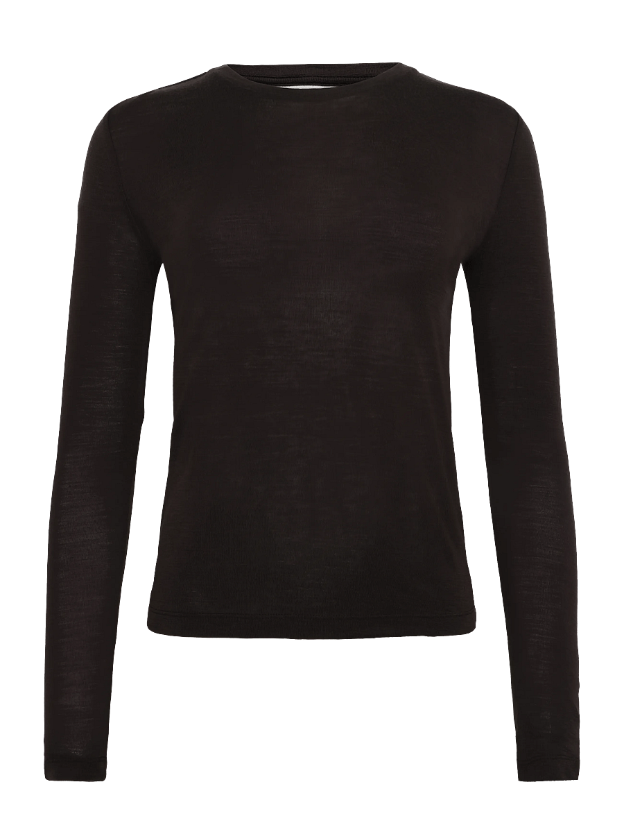 Gestuz - GZninia ls wool roundneck - long-sleeved tops - chocolate torte - 0