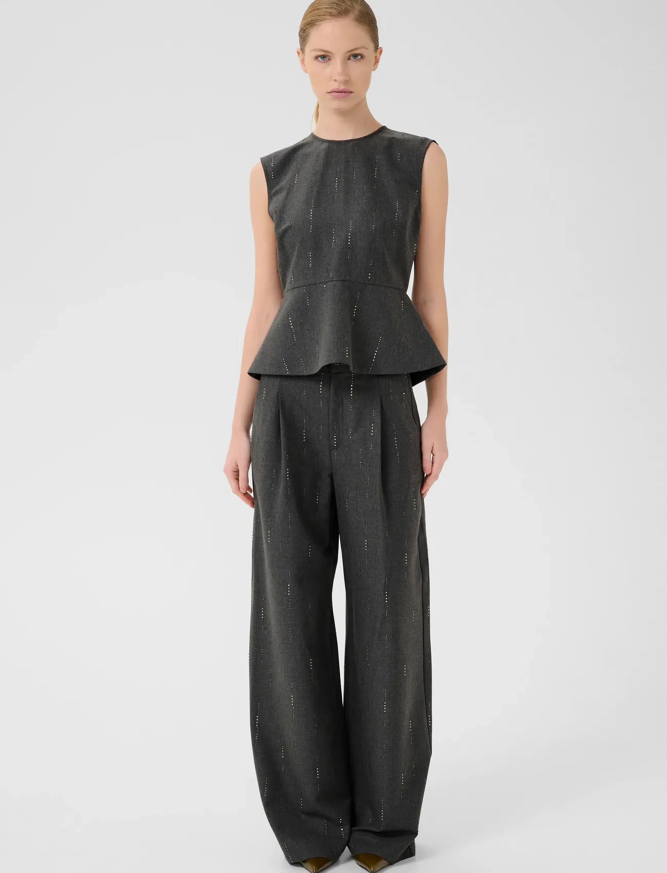 Gestuz - GZadira peplum top - Ärmellose tops - dark grey melange - 3
