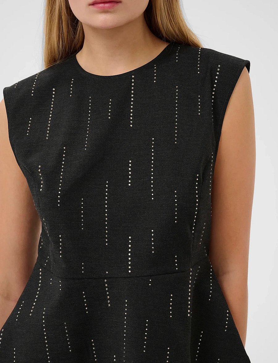 Gestuz - GZadira peplum top - Ärmellose tops - dark grey melange - 5