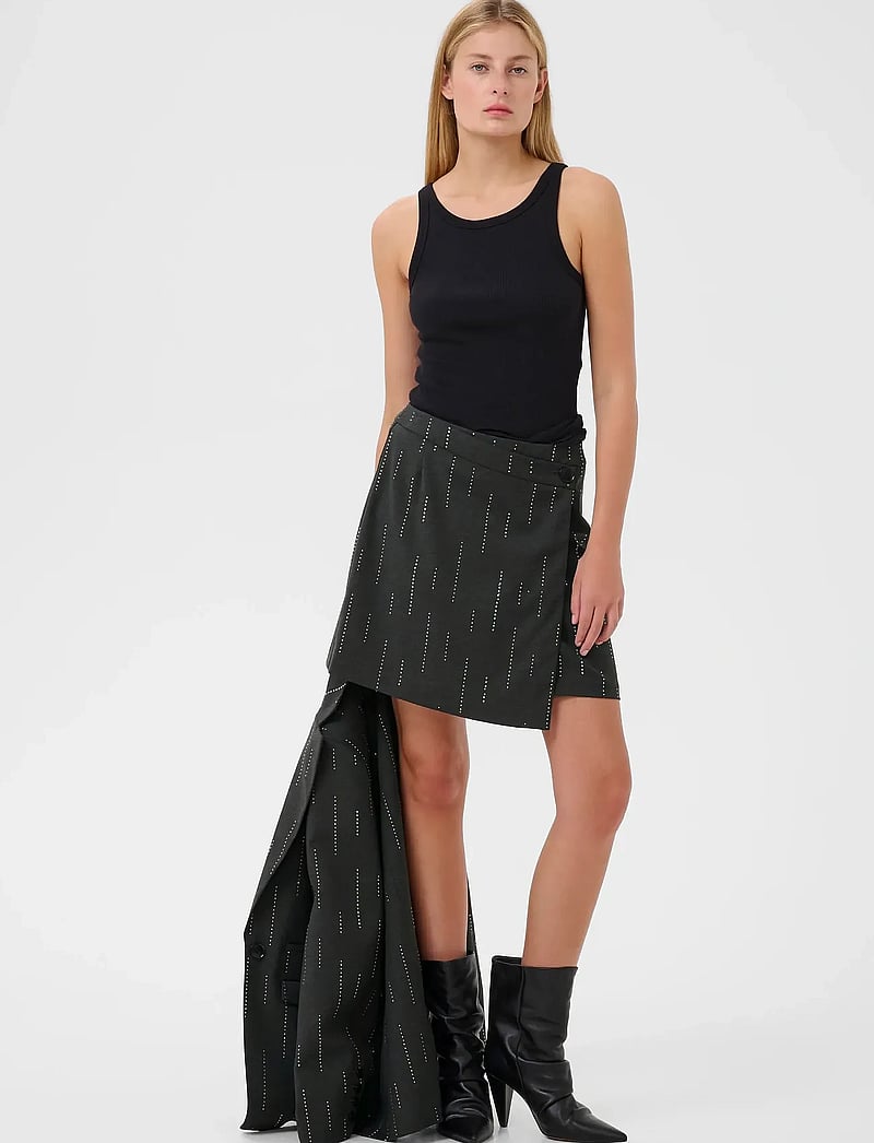 Gestuz - GZadira MW wrap skirt - wickelröcke - dark grey melange - 3