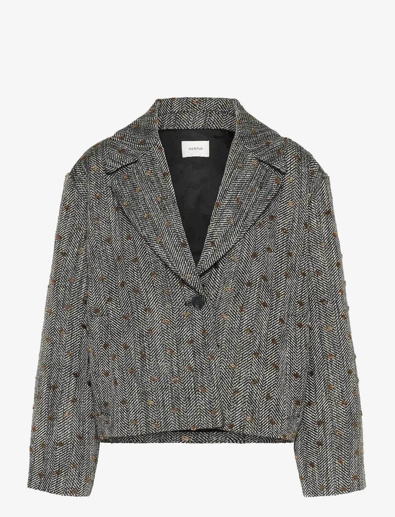 Gestuz - GZriva OZ jacket - korte blazere - herringbone black/grey - 0