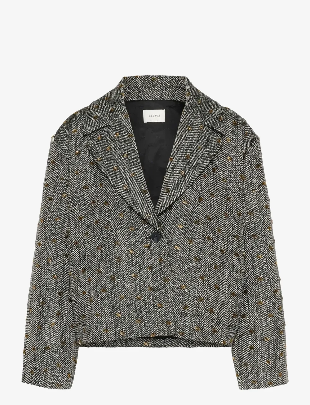 Gestuz - GZriva OZ jacket - korte blazere - herringbone black/grey - 1