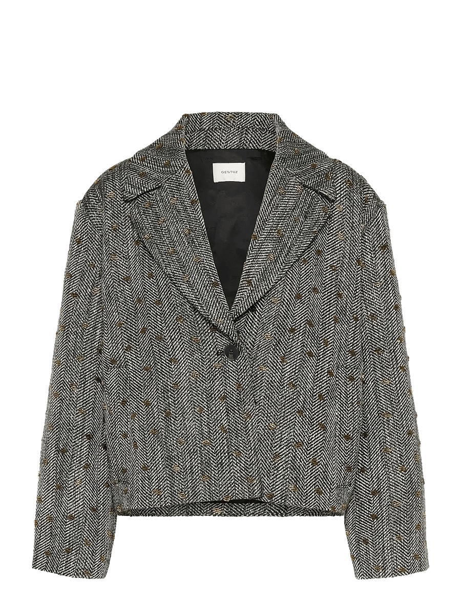Gestuz - GZriva OZ jacket - lühikesed pintsakud - herringbone black/grey - 1