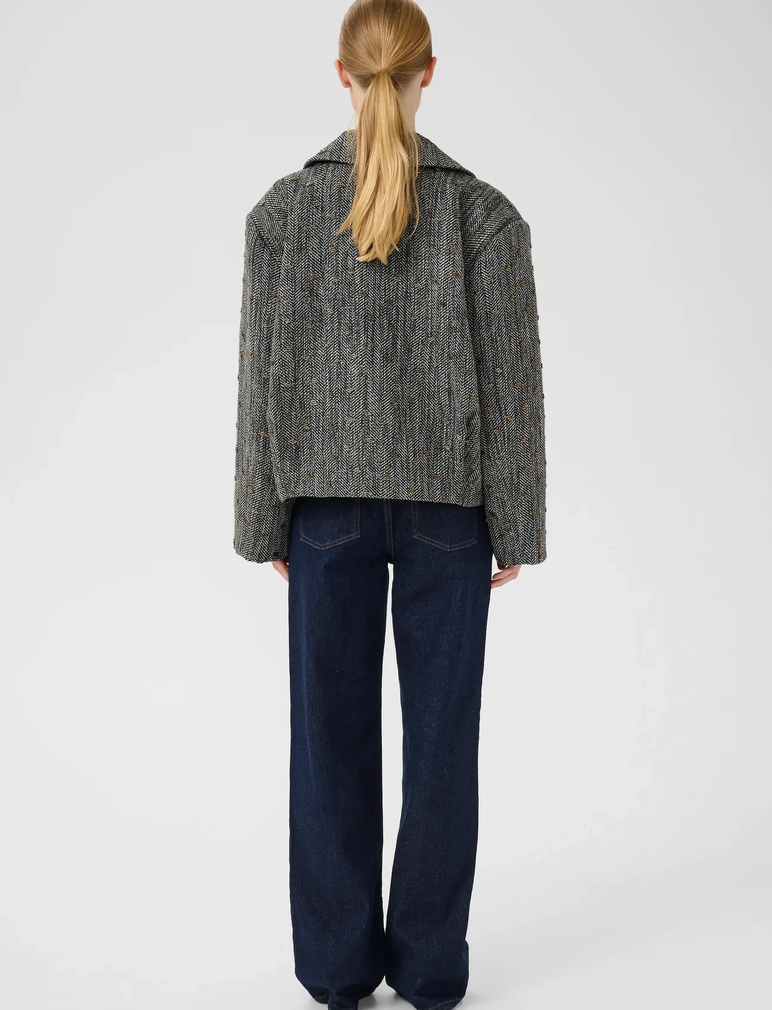 Gestuz - GZriva OZ jacket - cropped-blazer - herringbone black/grey - 3