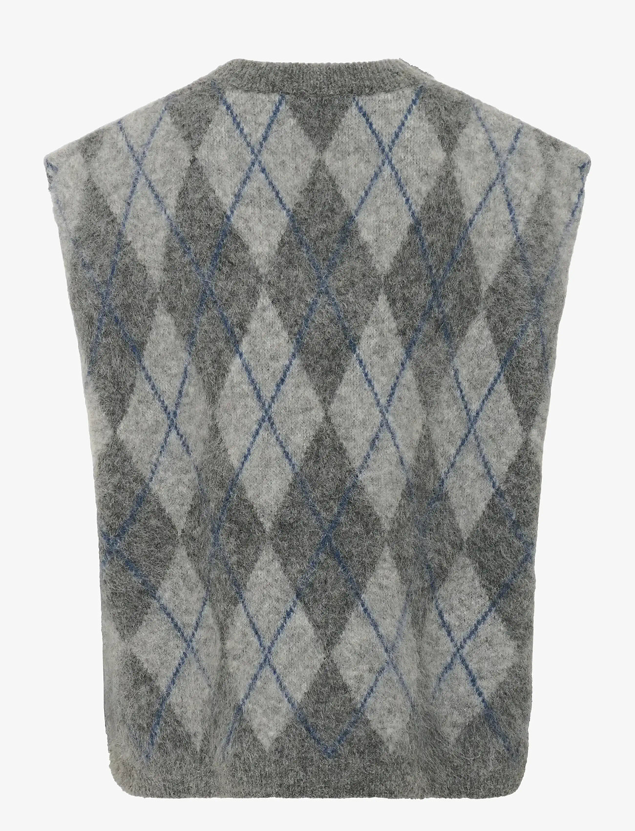 Gestuz - GZsasi vest - stickade västar - check dark grey/grey/blue comb - 2
