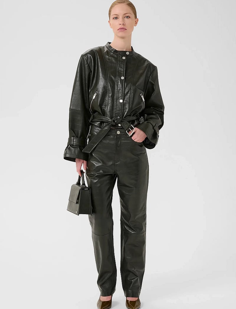 Gestuz - GZelena jacket - nahktagid - green croco - 3