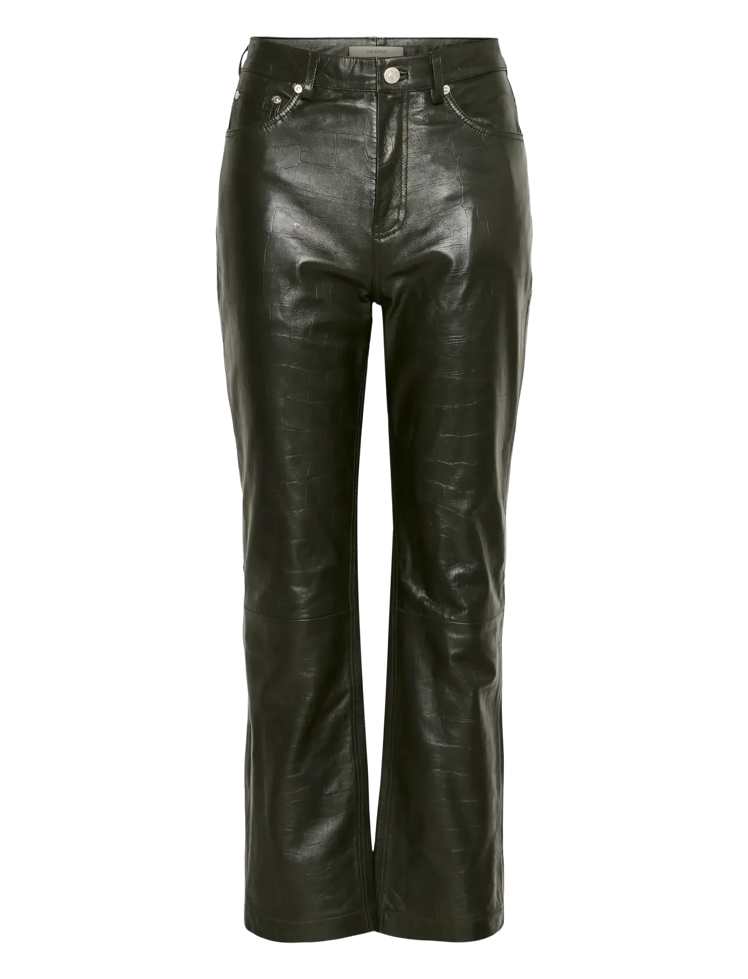 Gestuz GZelena HW straight pants - Kläder - GREEN CROCO / khaki/green