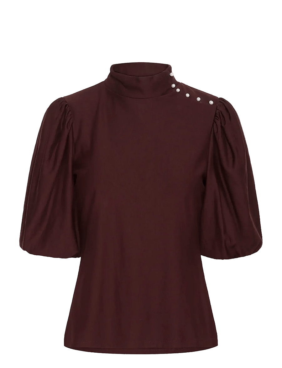 Gestuz - GZrifa button balloon top - lühikeste varrukatega pluusid - aronia - 1
