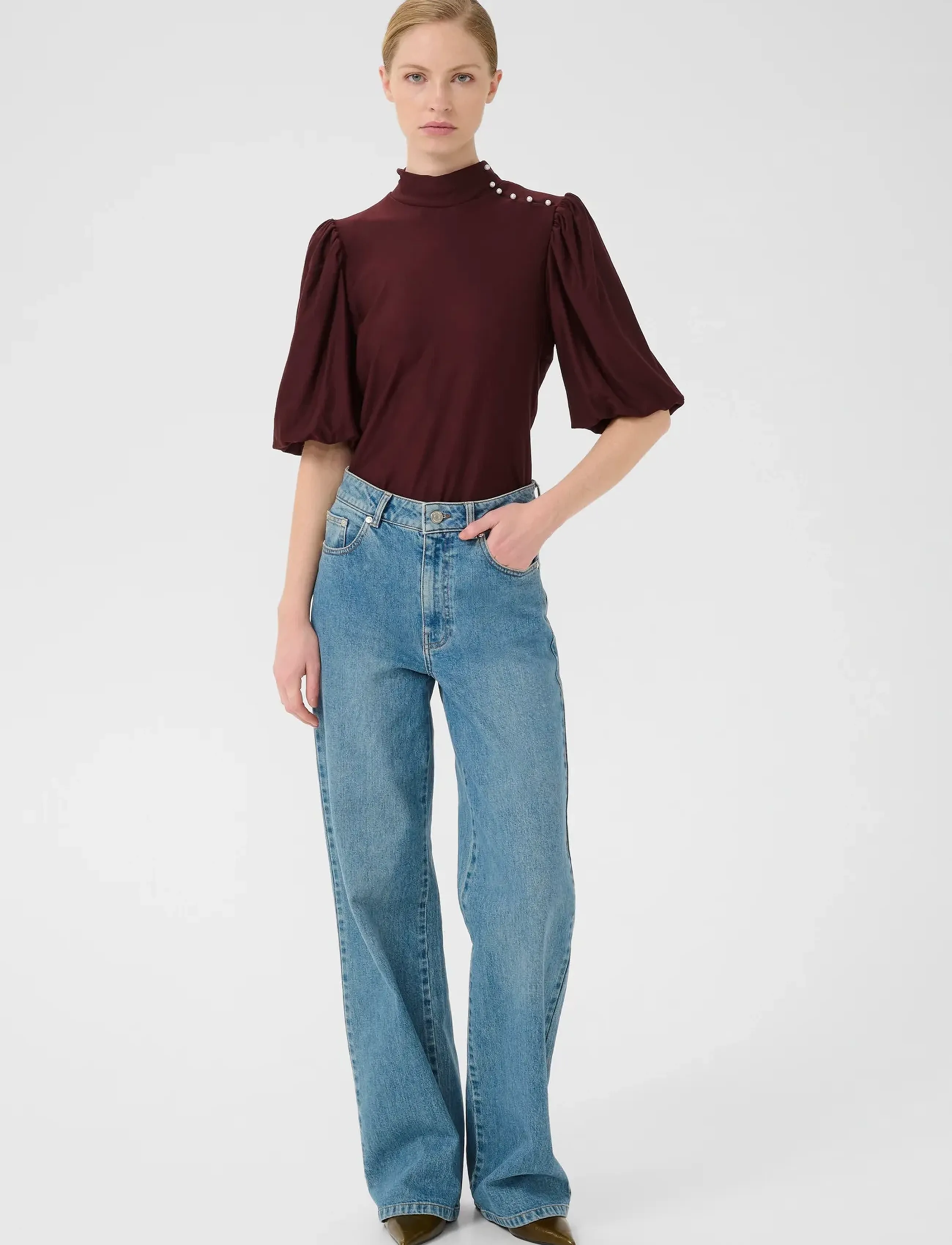 Gestuz - GZrifa button balloon top - kortærmede bluser - aronia - 3