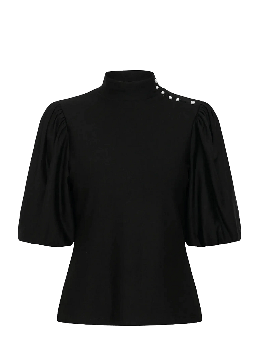 Gestuz - GZrifa button balloon top - kortærmede bluser - black - 1