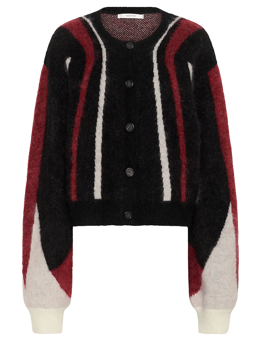 Gestuz - GZmafi cardigan - strickjacken - black/aronia multi - 0