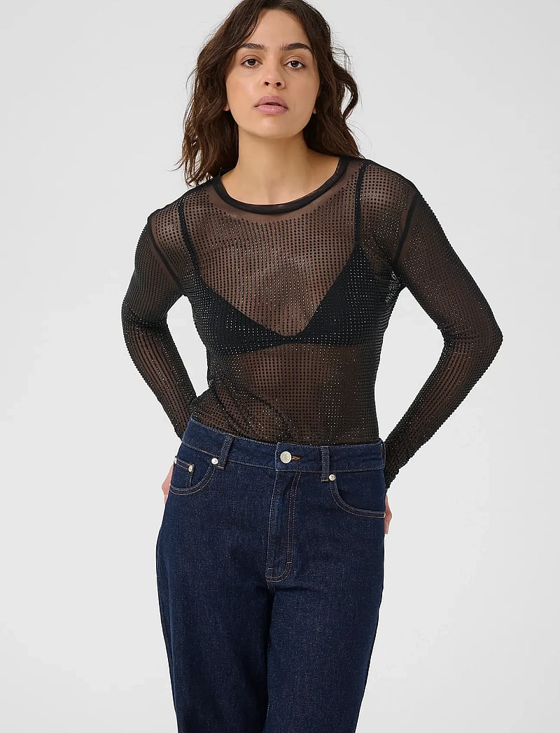 Gestuz - GZkareen top - langärmlige tops - black - 0
