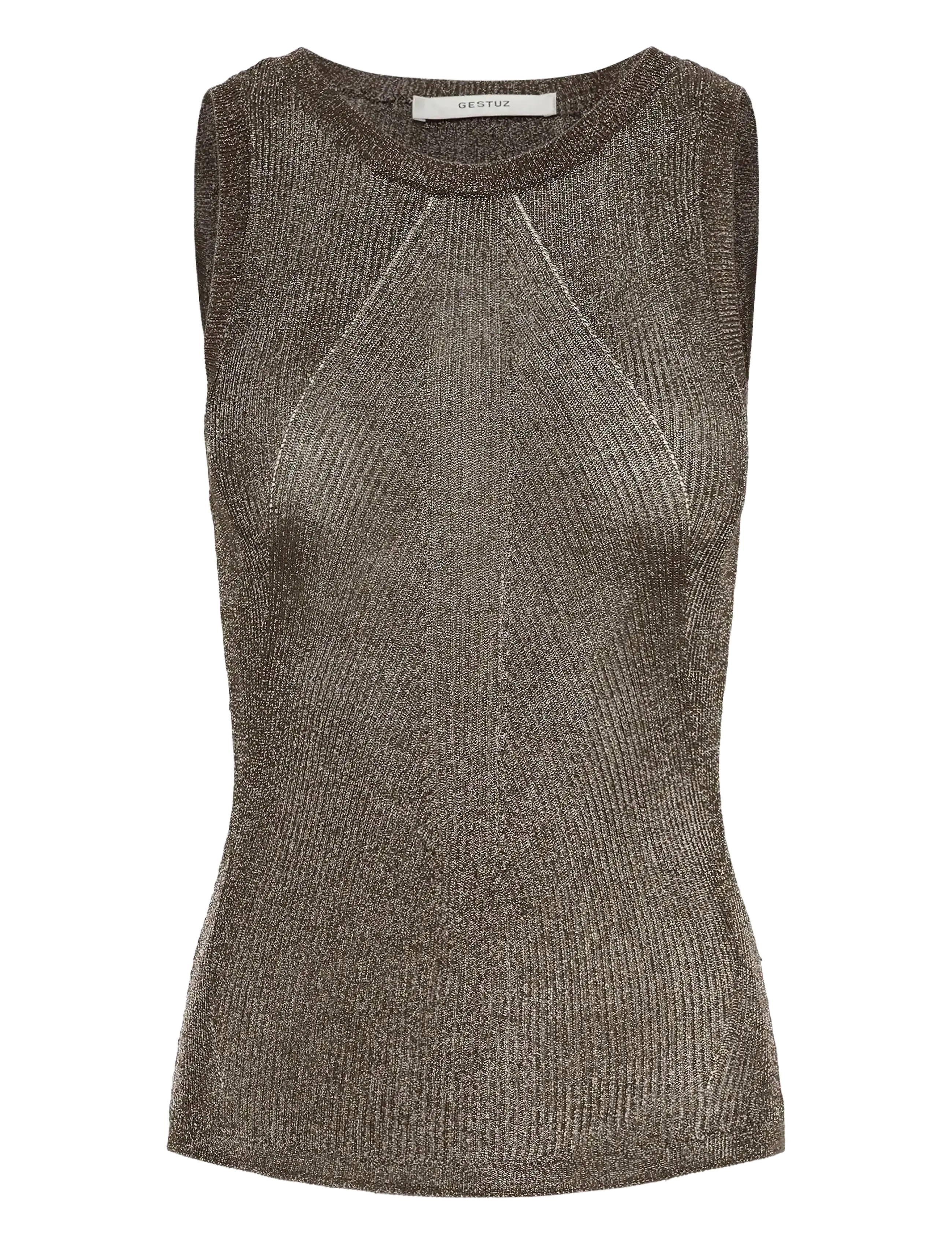Gestuz GZsilvi tank top - T-Shirts & Tops - WARM GREY METALLIC / khaki/green