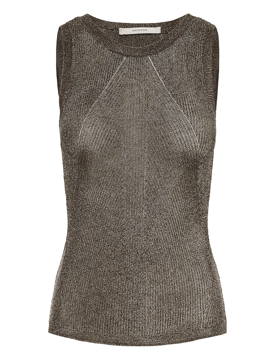 Gestuz - GZsilvi tank top - linnen - warm grey metallic - 1