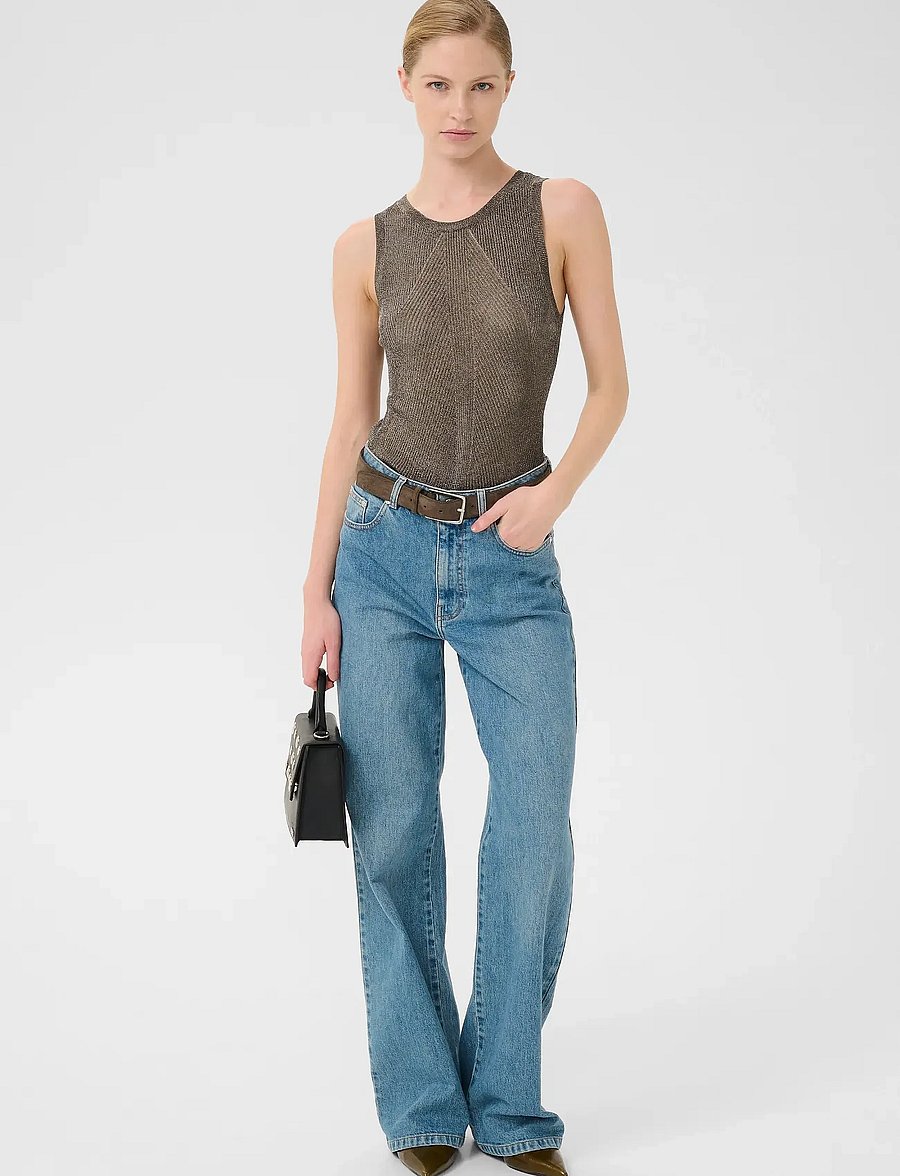 Gestuz - GZsilvi tank top - linnen - warm grey metallic - 3