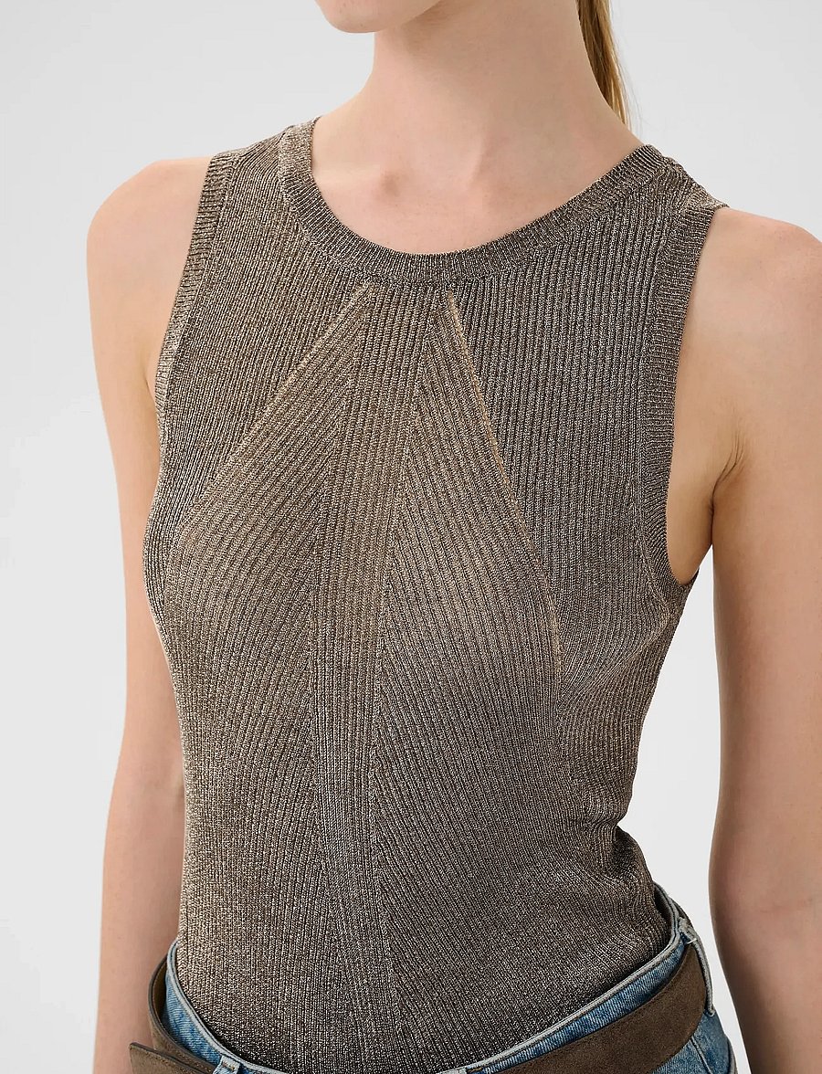 Gestuz - GZsilvi tank top - linnen - warm grey metallic - 5