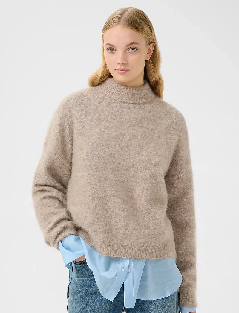 Gestuz - GZdebbie pullover - stickade tröjor - warm sand melange - 0