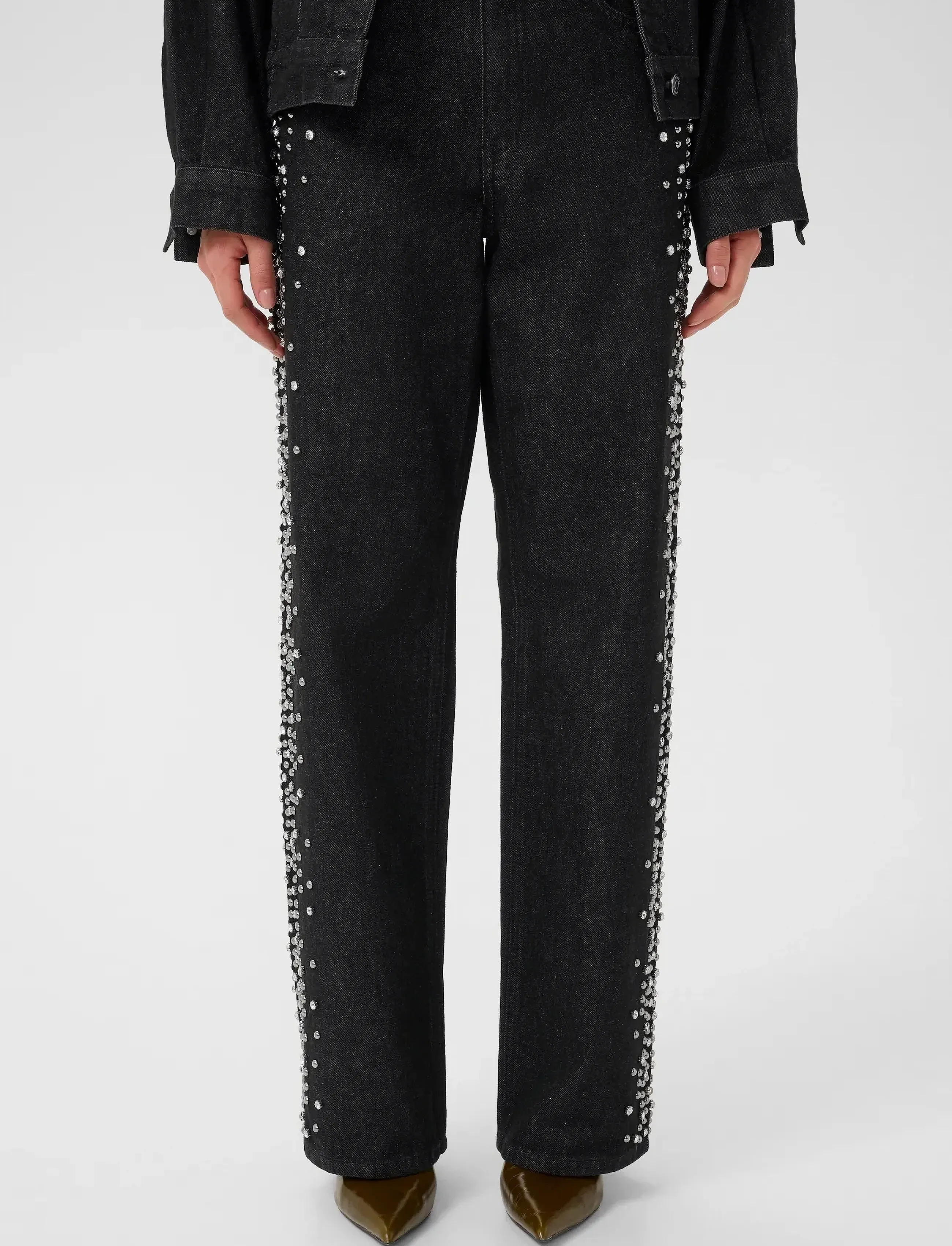 Gestuz GZleei HW wide jeans - Tøj - BLACK / black