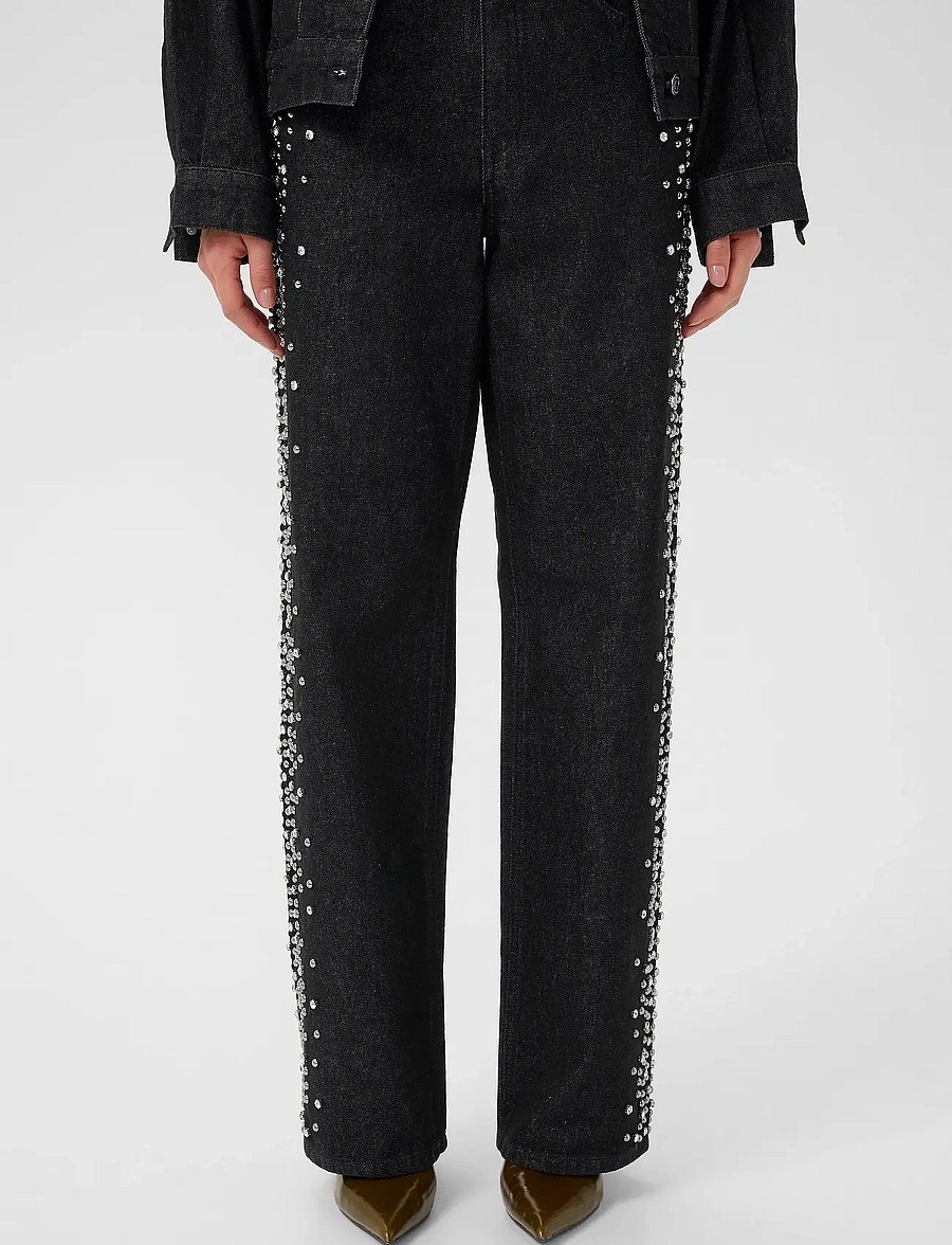 Gestuz - GZleei HW wide jeans - hosen mit weitem bein - black - 0