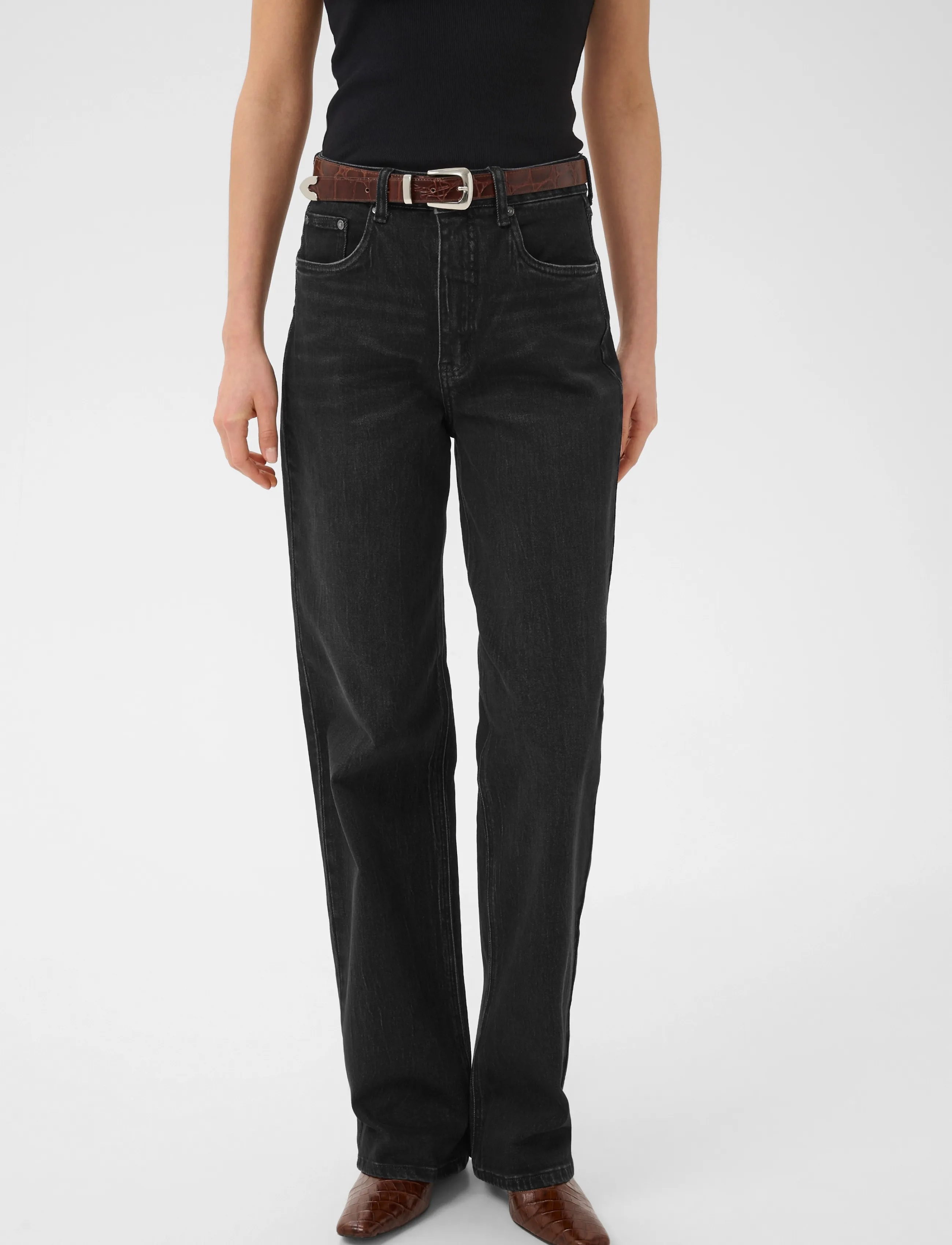 Gestuz - GZjade HW straight jeans NOOS - raka jeans - washed dark black - 2