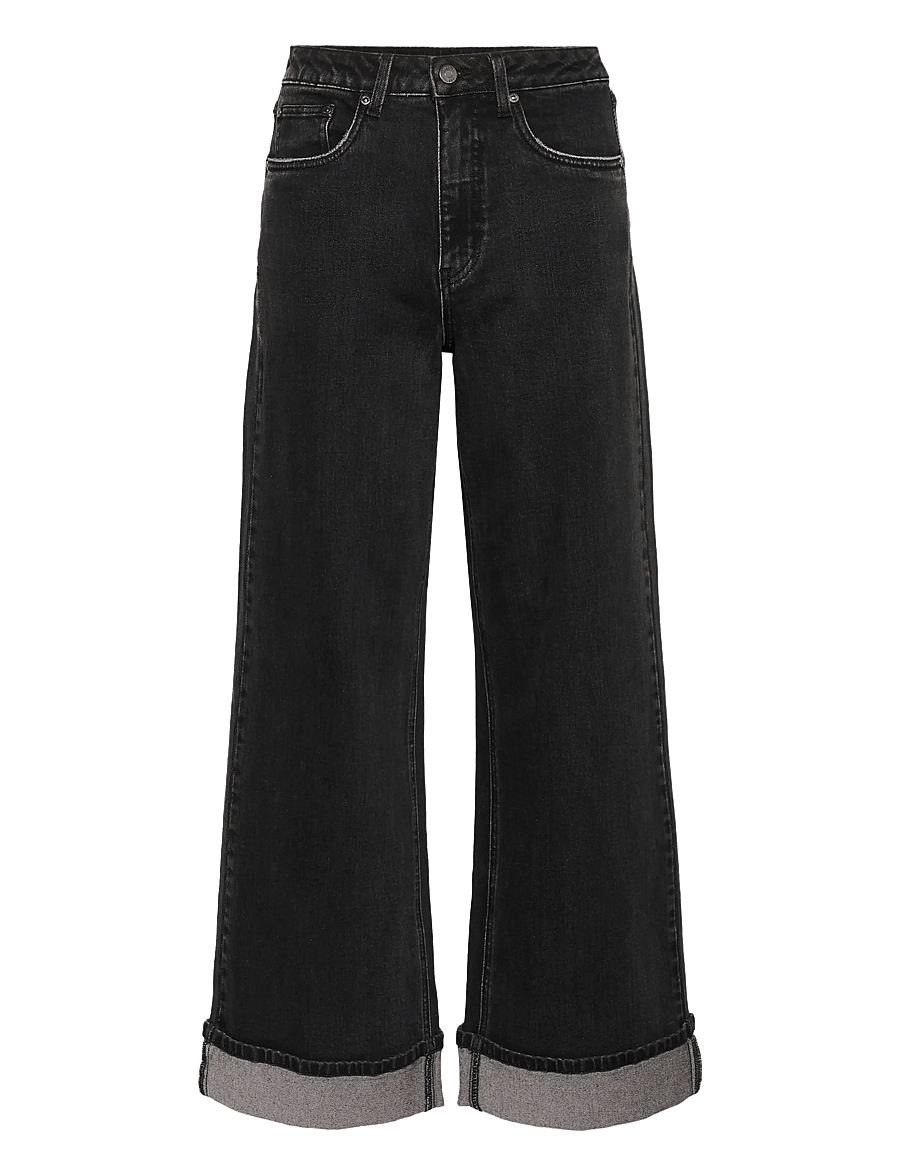 Gestuz - GZsara HW wide jeans NOOS - hosen mit weitem bein - washed dark black - 0