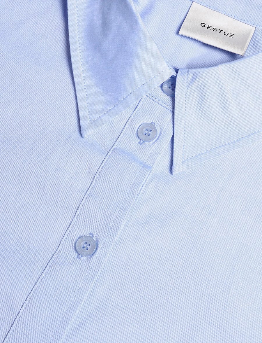 Gestuz - GZyork short shirt NOOS - kortärmade skjortor - chambray blue melange - 2