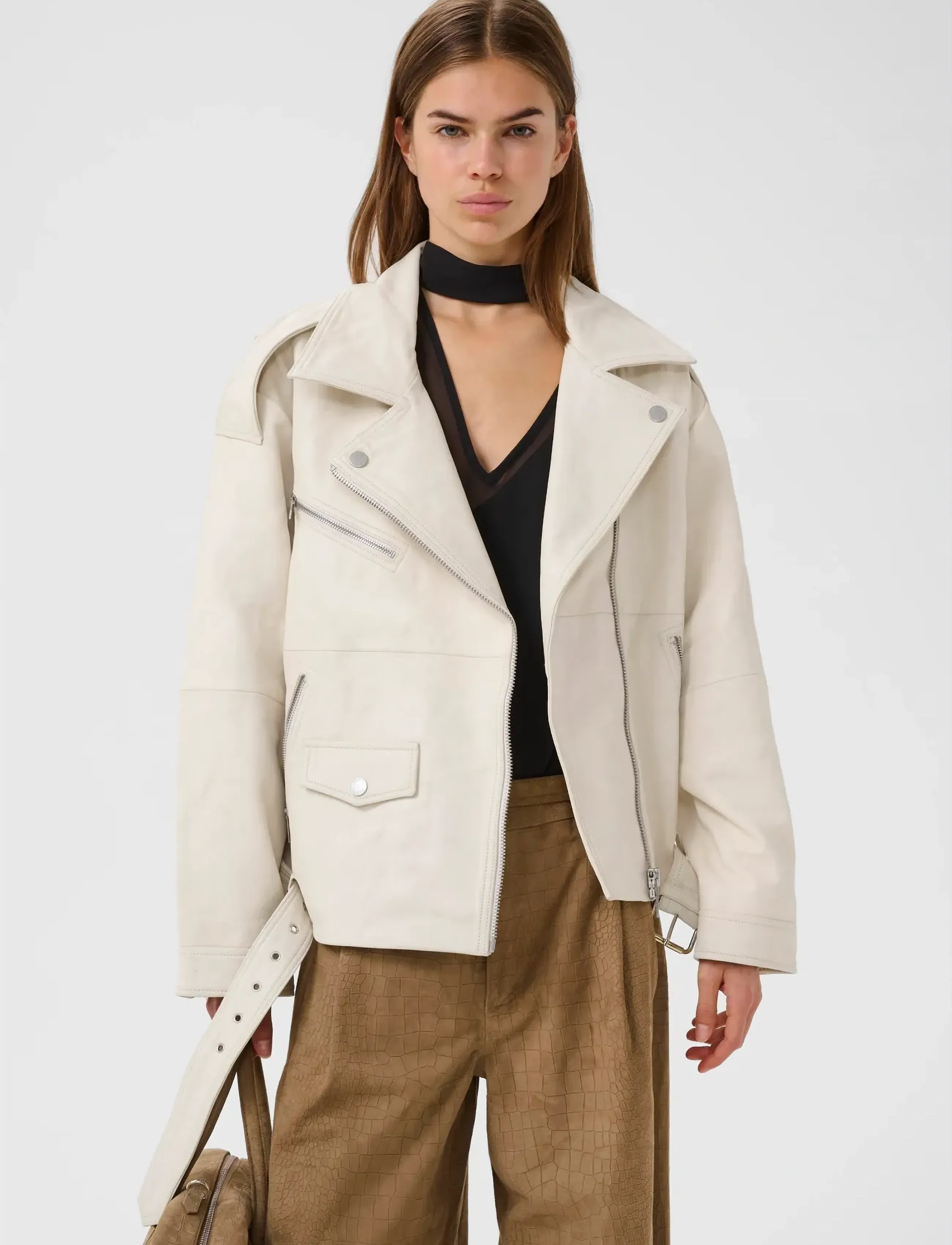Gestuz Gzvida Oz Jacket, Kvinder, Biker Jakke, Cream, Str: 36
