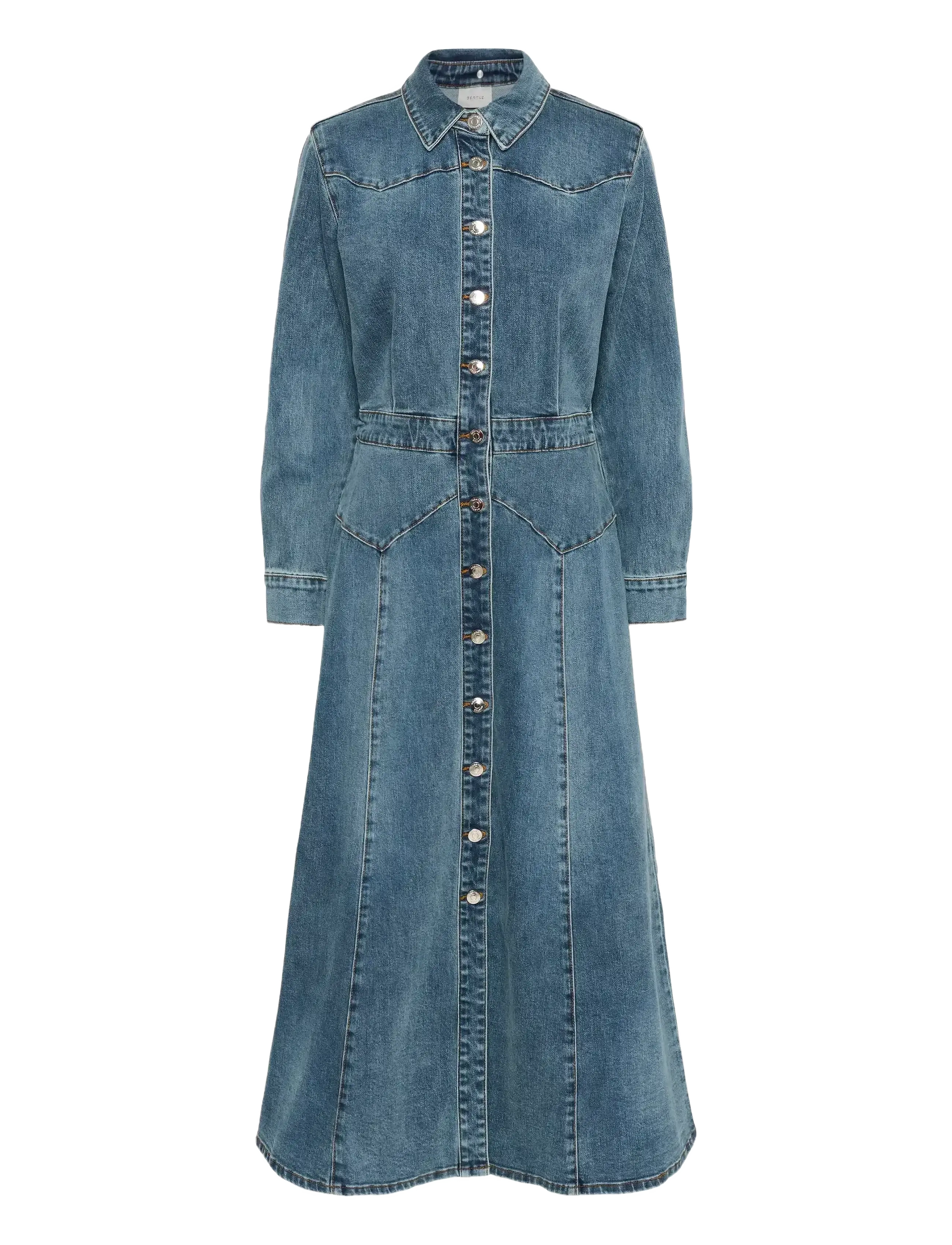 Gestuz GZviva LS long dress - Kjoler - VINTAGE BLUE DENIM / blue