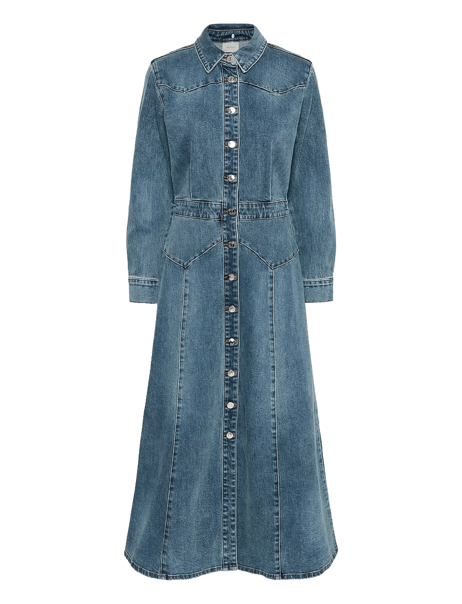 Gestuz - GZviva LS long dress - overhemdjurken - vintage blue denim - 1