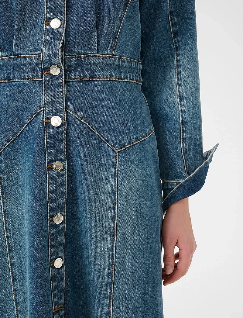 Gestuz - GZviva LS long dress - särkkleidid - vintage blue denim - 5