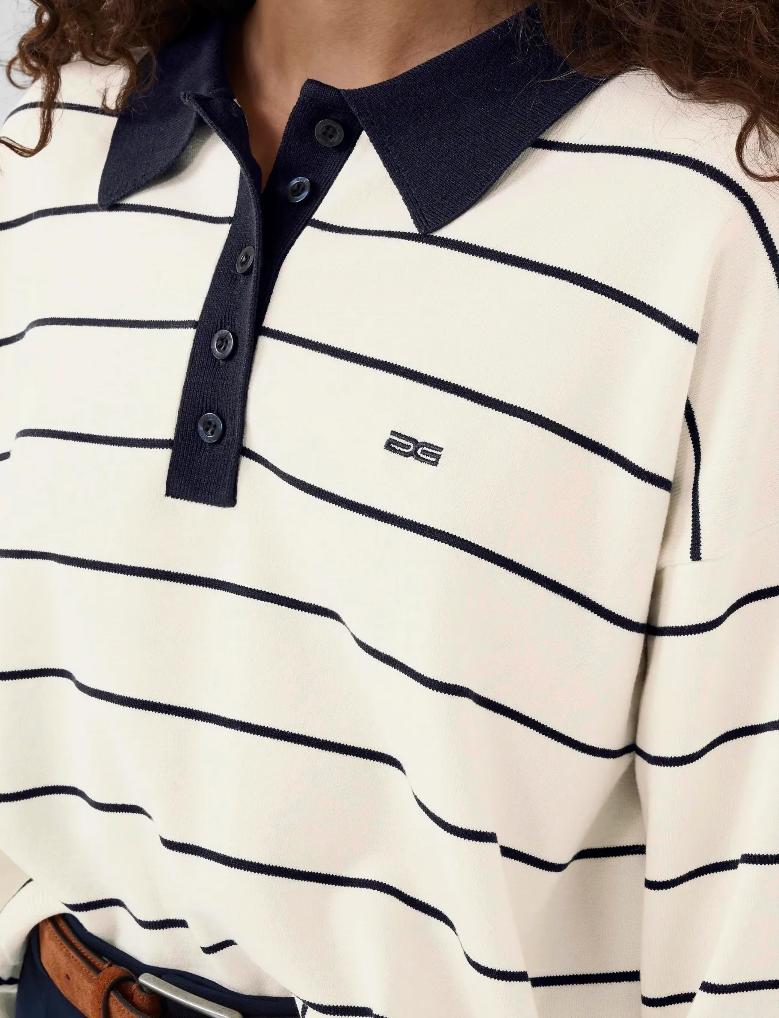 Gestuz - GZtaige polo pullover - egret/skycaptain striped - 5