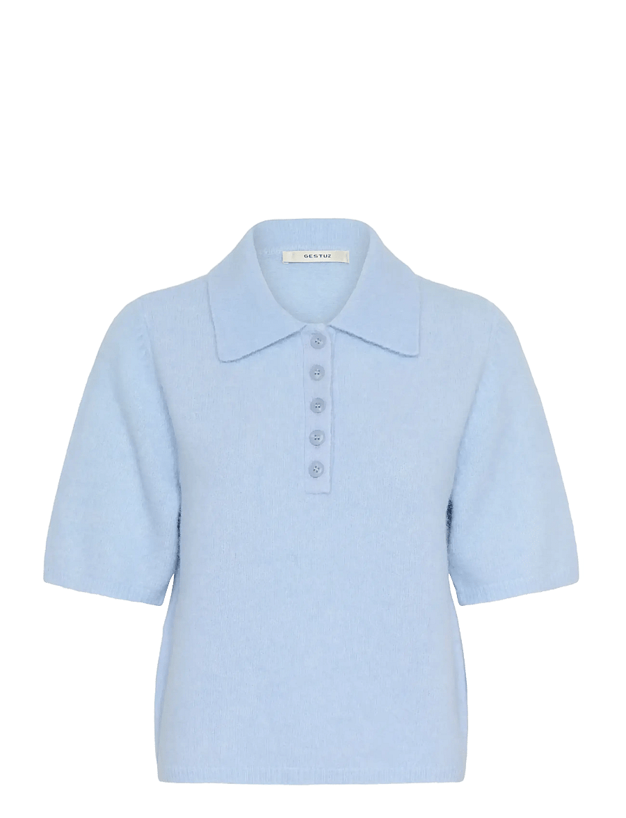Gestuz - GZalpha ss polo pullover - stickade tröjor - centaurea mÉlange - 1
