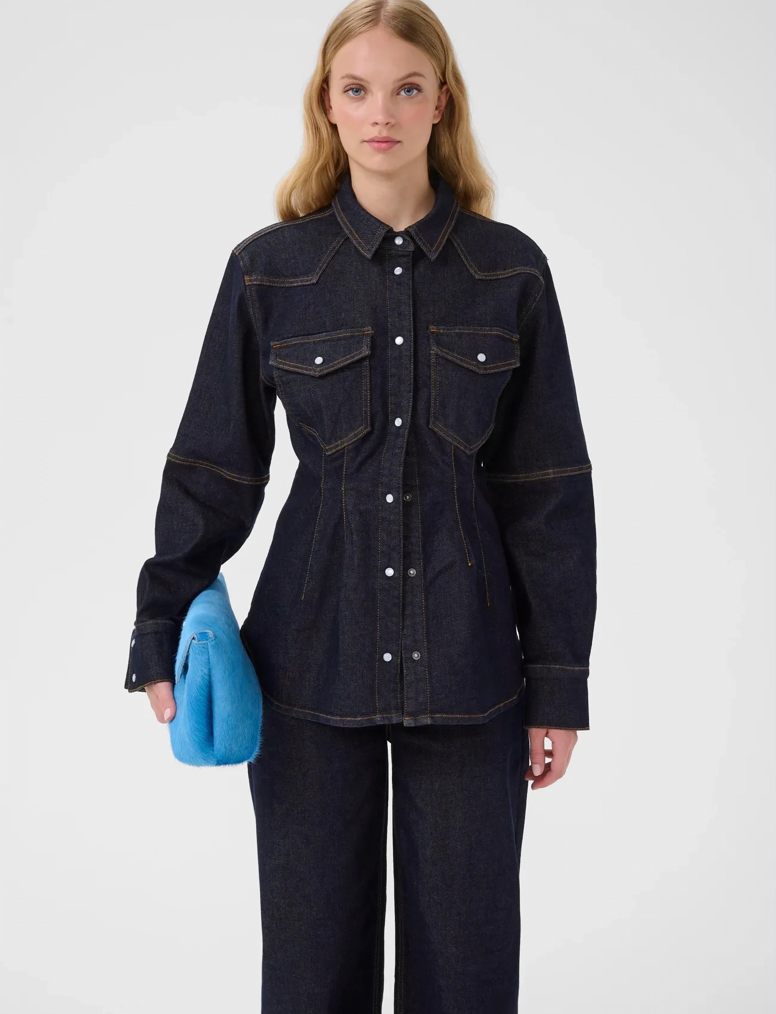 Gestuz GZmae shirt - Jeanshemden - DARK BLUE RINSE / navy
