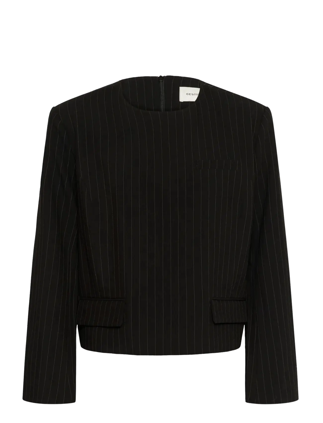 Gestuz GZjoelle blouse - Cropped-Blazer - BLACK PINSTRIPE / black
