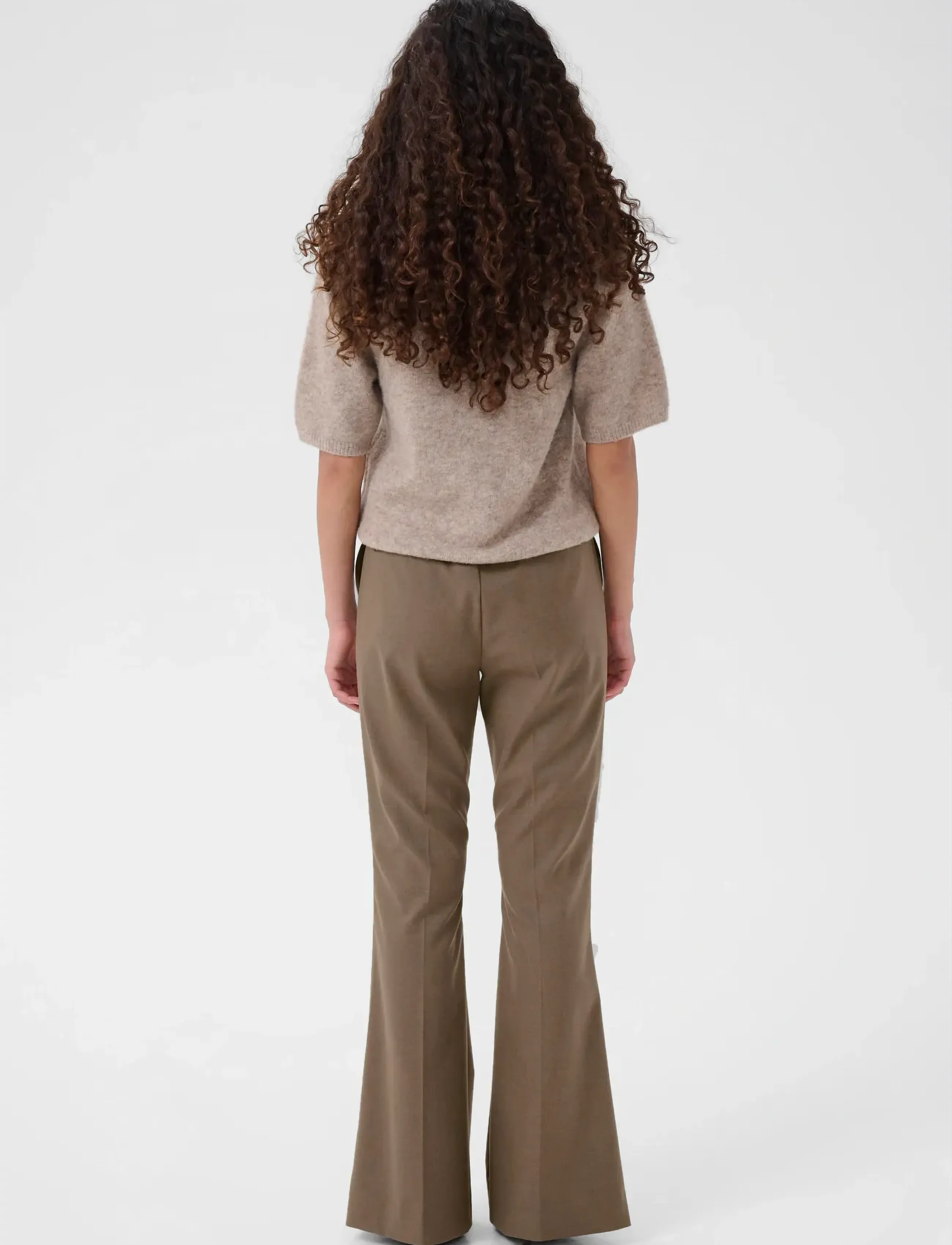 Gestuz - GZpaula HW flared pants - hosen - dark timberwolf melange - 4