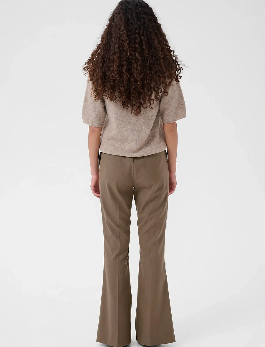 Gestuz - GZpaula HW flared pants - alt laiad püksid - dark timberwolf melange - 4