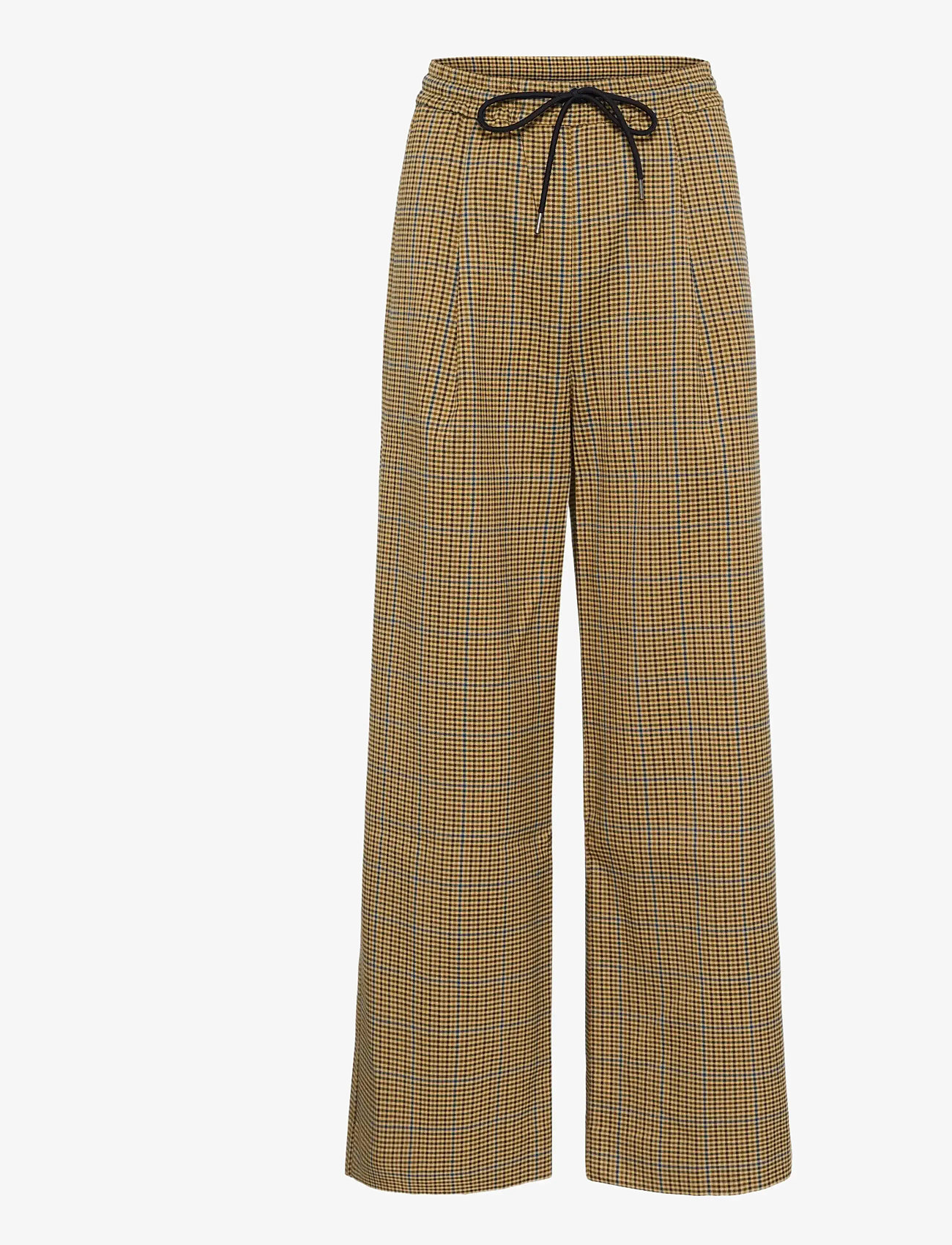 Gestuz - GZchicca HW pants - laia säärega püksid - corn/brown/blue check - 1