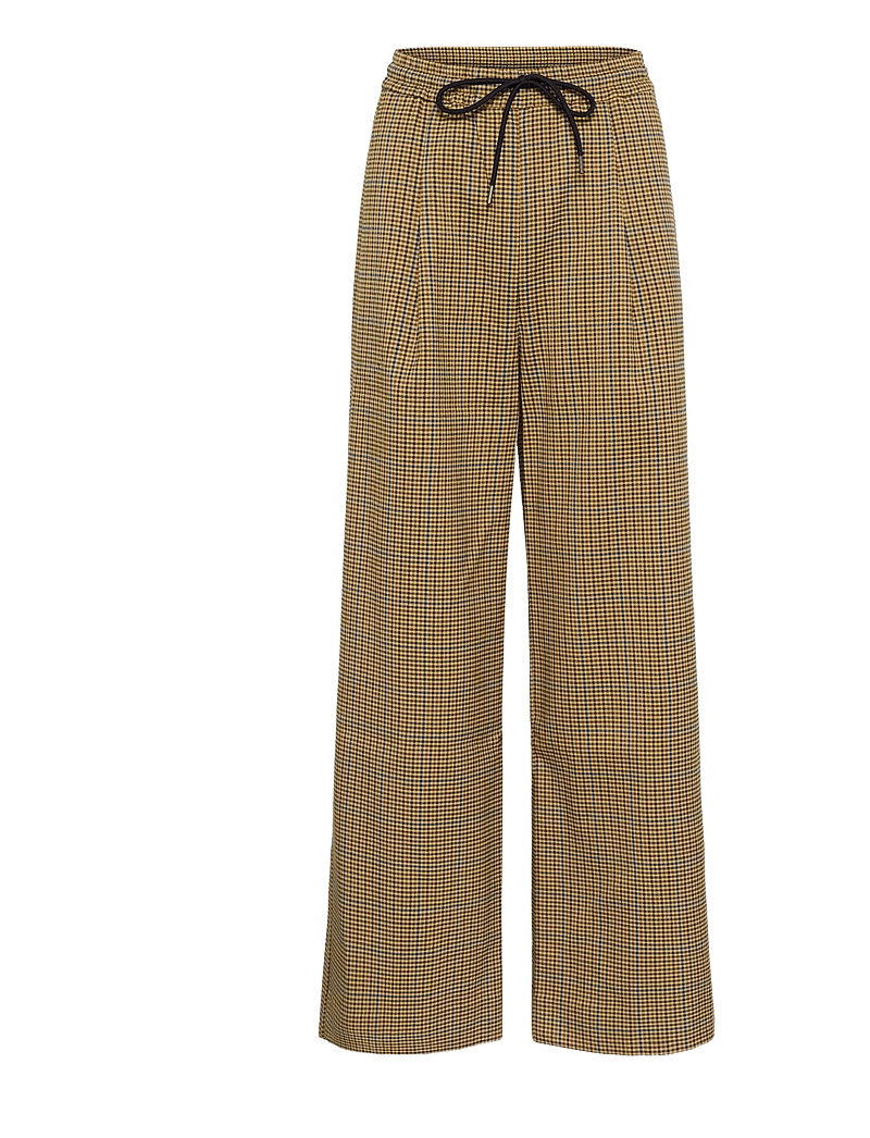 Gestuz - GZchicca HW pants - bukser med brede ben - corn/brown/blue check - 1