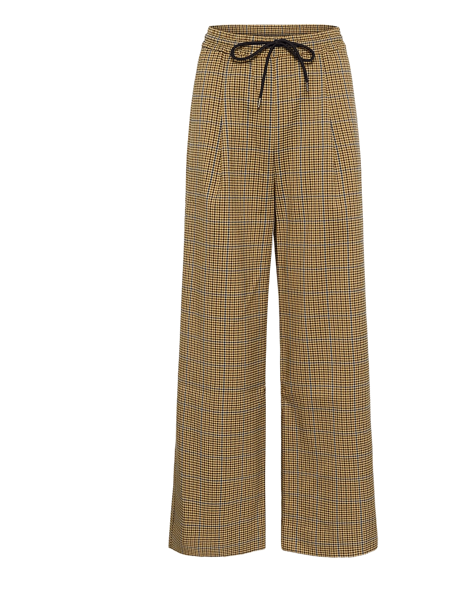 Gestuz - GZchicca HW pants - hosen mit weitem bein - corn/brown/blue check - 1