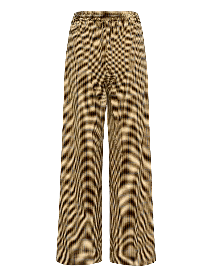Gestuz - GZchicca HW pants - hosen mit weitem bein - corn/brown/blue check - 2
