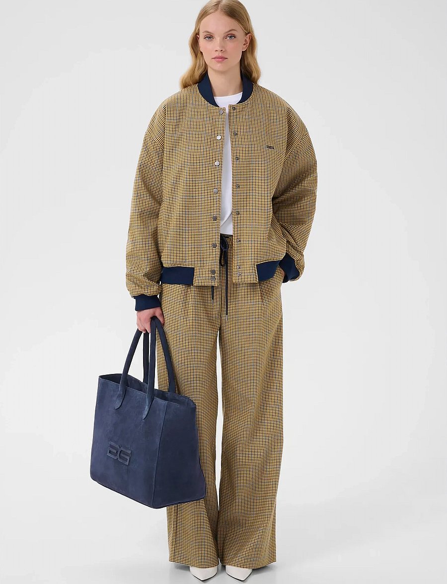 Gestuz - GZchicca HW pants - hosen mit weitem bein - corn/brown/blue check - 3